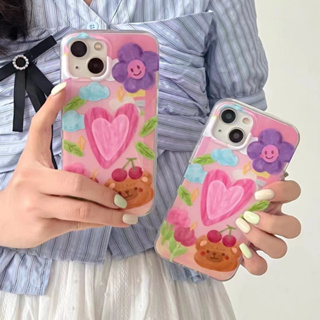 เคสโทรศัพท์มือถือ ลายหัวใจ หมี สําหรับ iPhone 11 12 12pro 12promax 13 13pro 13promax 14 14promax