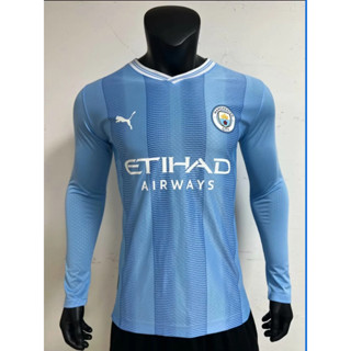 เสื้อกีฬาแขนยาว ลายทีม Manchester City 2023 2024 ชุดเหย้า สําหรับผู้ชาย