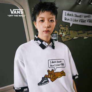 Vans ใหม่ เสื้อยืดลําลอง ผ้าฝ้าย แขนสั้น พิมพ์ลาย ทรงหลวม สําหรับผู้ชาย และผู้หญิง