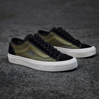 Vans Old Skool Olive Green รองเท้าผ้าใบลําลอง ข้อสั้น ลายหมี สีดํา สีเขียว สไตล์วินเทจ