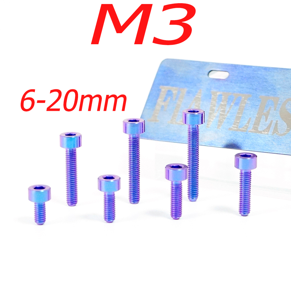 Flawlessti Gr5 สลักเกลียวไทเทเนียม M3X6-20 มม.