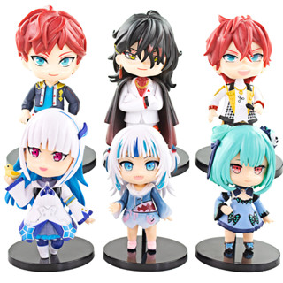 โมเดลฟิกเกอร์ PVC อนิเมะ The Gawr Gura Chibi ขนาด 10 ซม. ของเล่นสําหรับเด็ก 6 ชิ้น ต่อชุด