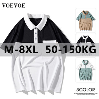 Voevoe เสื้อยืดโปโล แขนสั้น ระบายอากาศ พลัสไซซ์ แฟชั่นสําหรับผู้ชาย [M-8XL]