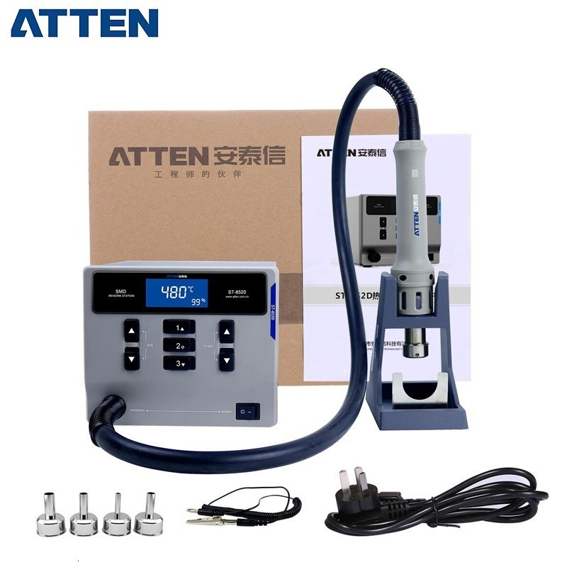 Atten ST-862D ปืนลมร้อน หน้าจอดิจิทัล 1000W BGA ชิป PCB ตั้งหลับอัตโนมัติ
