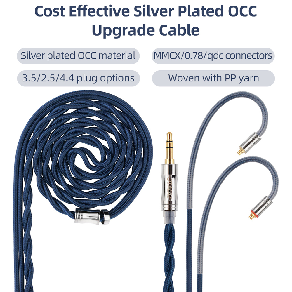 Faaeal NiceHCK JIALAI JLY2 สายหูฟัง PP เส้นด้ายชุบเงิน OCC อัพเกรดลวด MMCX/ QDC/0.78 มม.2Pin สําหรับ KXXS ST-10s