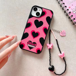 เคสโทรศัพท์มือถือ ลายหัวใจน่ารัก พร้อมสายโซ่คล้อง สําหรับ iPhone 11 12 12pro 12promax 13 13pro 13promax 14 14pro 14promax