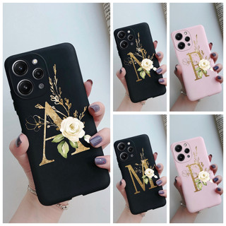 เคสโทรศัพท์มือถือ ซิลิโคนนิ่ม ผิวด้าน ลายตัวอักษร สีดํา สําหรับ Xiaomi Redmi 12 Redmi12 Redmi 12