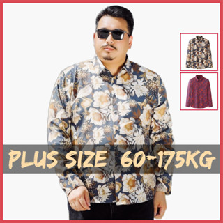 【 Plus Size 】เสื้อเชิ้ตลําลอง แขนยาว คอปก พิมพ์ลายดอกไม้ ทรงหลวม โอเวอร์ไซซ์ แฟชั่นสําหรับผู้ชาย รองรับ 60-175 กก.