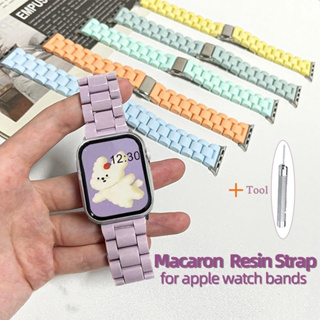 สายนาฬิกาเรซิ่นสำหรับ Apple watch series 8 7 6 SE 5 4 42 38mm Candy Color Band สำหรับ iwatch 44mm 40mm 41mm 45mm 49mm Ultra correa