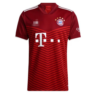 เสื้อกีฬาแขนสั้น ลายทีมชาติฟุตบอล Bayern Jersey 2021 22 สีแดง ไซซ์ S - 2XL