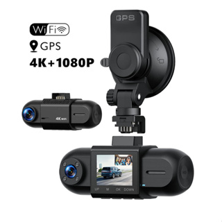 ใหม่ เครื่องบันทึกการขับขี่ 4K 1.5 นิ้ว M08 ด้านหน้าและด้านหลัง การเชื่อมต่อ WIFI พร้อมตําแหน่ง GPS