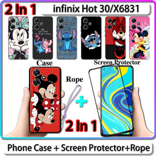 เคส 2 IN 1 สําหรับ Infinix Hot 30 X6831 เคส พร้อมกระจกนิรภัยโค้ง ป้องกันหน้าจอเซรามิค การออกแบบที่แข็งแกร่งและมินนี่