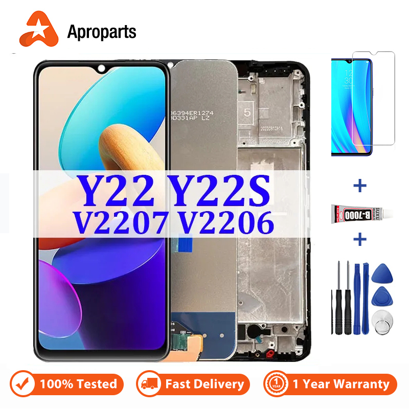 อะไหล่หน้าจอสัมผัส LCD พร้อมกรอบ สําหรับ Vivo Y22 Y22s V2207 V2206
