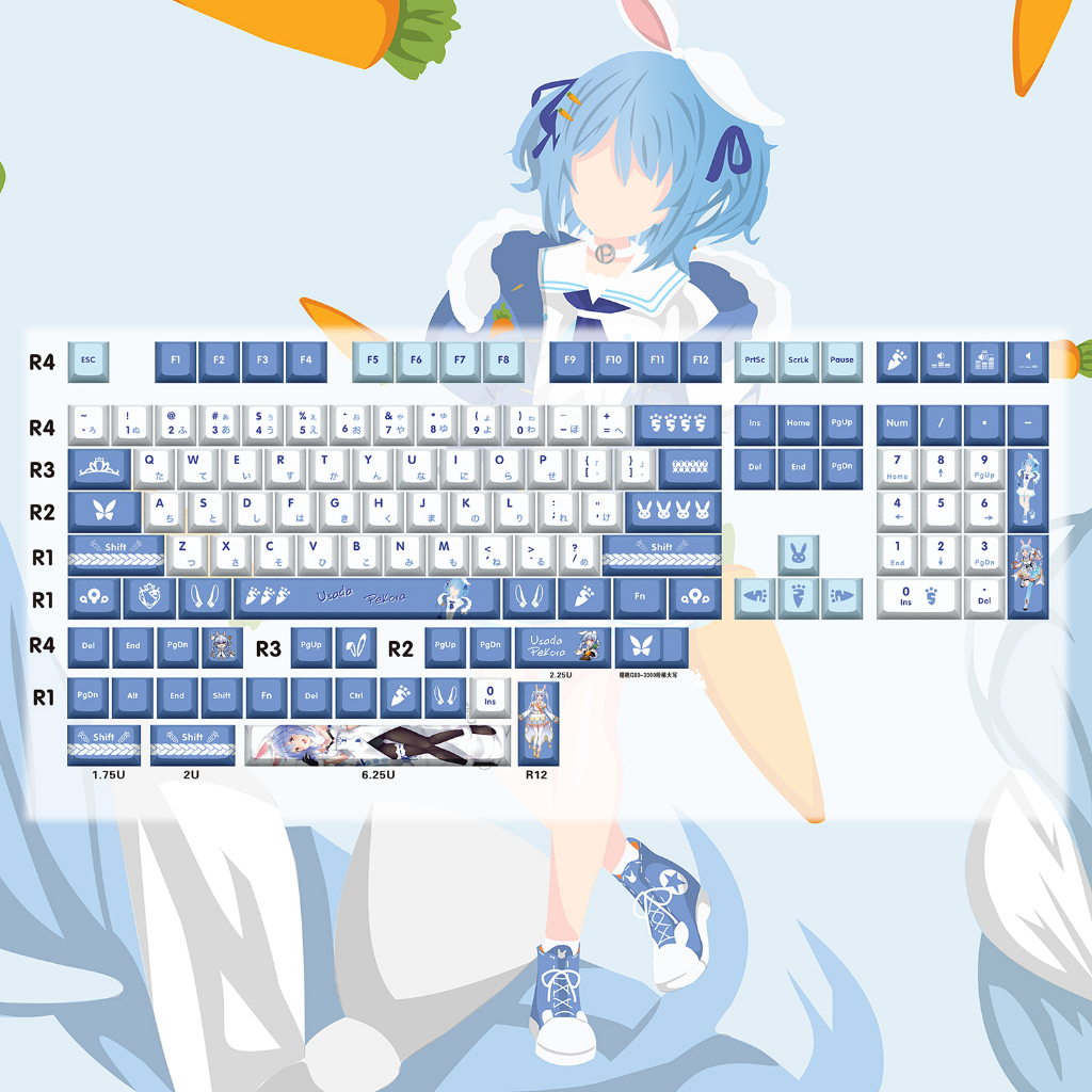 กระต่าย Pekora Usada Pekora Usada Pekora ระเหิด Keycap กระต่าย Pekora Keycap เชอร์รี่สูงอะนิเมะ PBT 