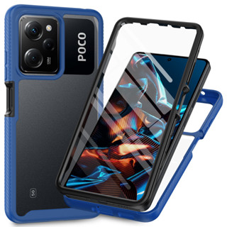 เคสกันกระแทก สําหรับ Xiaomi POCO X5 Pro M5S X4 Pro M4 Pro 5G เคส PC + TPU + PET ฟิล์มกันรอยหน้าจอ 360° ฝาครอบป้องกันเต็มรูปแบบ โครงสร้างสองชั้น Funda Case Capa