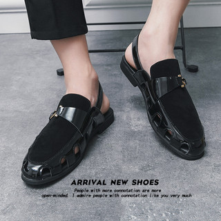 Size38~46 รองเท้าหนังผู้ชายเปิดส้น 45 รองเท้าหนังผู้ชายเปิดส้นแฟชั่น