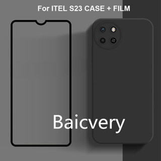 Itel S23 เคสโทรศัพท์มือถือ แบบเต็มจอ พร้อมฟิล์มกระจกนิรภัย สีดํา เขียว แดง สําหรับ Itel S23