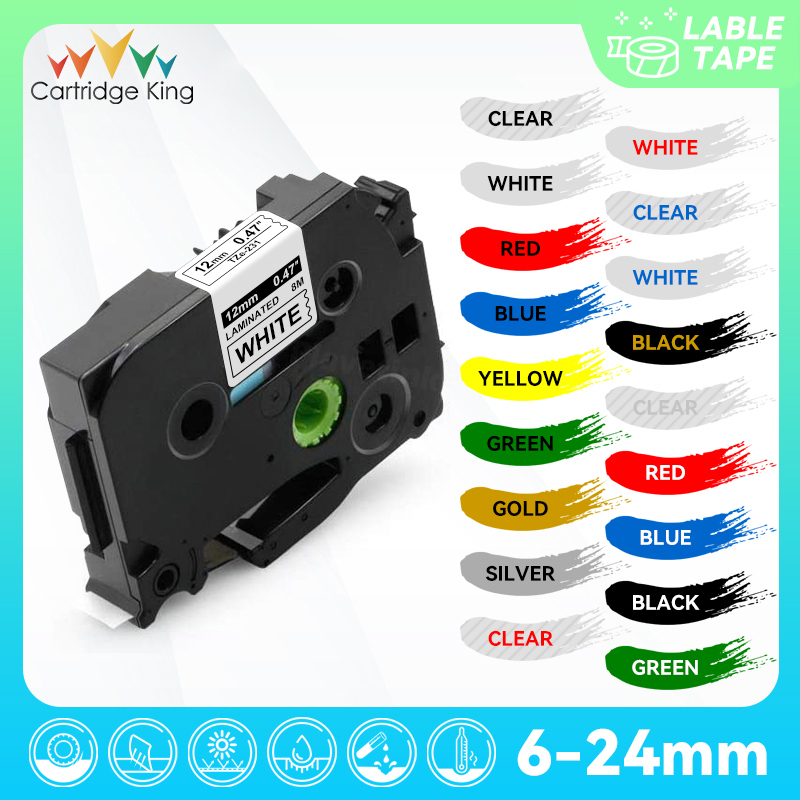 เทปริบบิ้นลามิเนต 6 9 12 18 24 มม. สําหรับเครื่องพิมพ์ฉลาก Brother Ptouch PT-H110 D600 710BT Tze231 