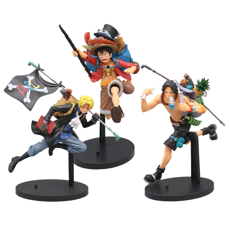 โมเดลฟิกเกอร์ PVC อนิเมะ One Piece Monkey D Luffy Portgas Ace Sabo Three Brothers Running ของเล่น ของขวัญ สําหรับเด็ก 1 ชิ้น