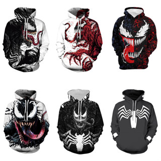 เสื้อกันหนาว มีฮู้ด พิมพ์ลายอนิเมะ Venom Carnage 3 มิติ สําหรับผู้ชาย และผู้หญิง