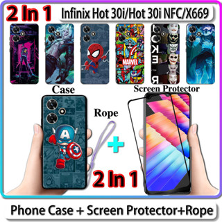 2 IN 1 เคสโทรศัพท์มือถือเซรามิค กันรอยหน้าจอ ทรงโค้ง ลายฮีโร่ สําหรับ Infinix Hot 30i Hot 30i NFC X669