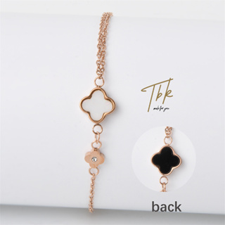 Tbk สร้อยข้อมือทองคํา 18k พร้อมจี้เพชร ไทเทเนียมเหล็ก เครื่องประดับแฟชั่นเกาหลี พร้อมกล่อง สําหรับผู้หญิง ของขวัญวันเกิด 1264b