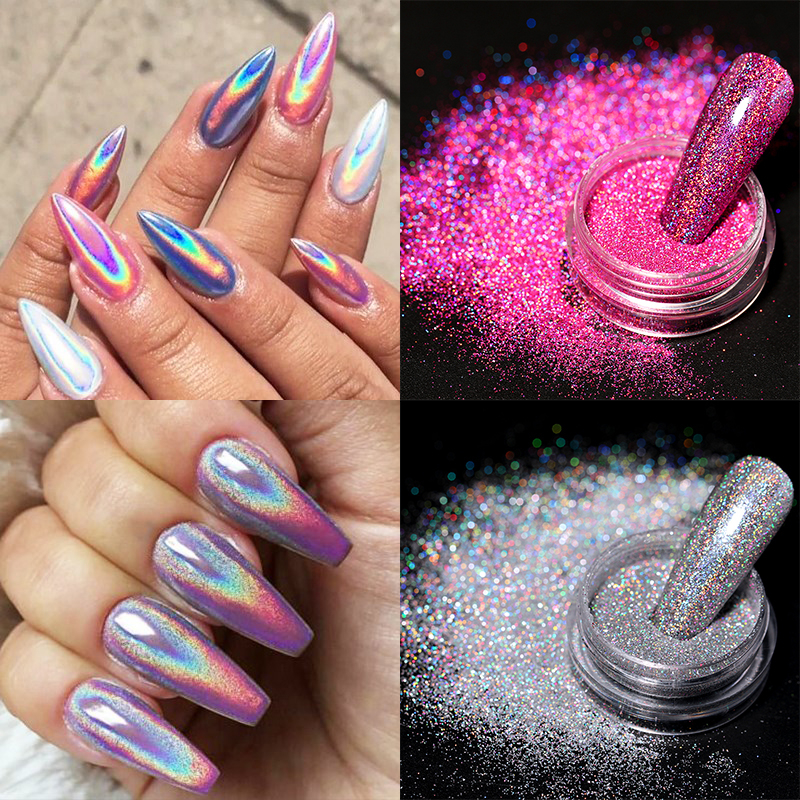 ผงกลิตเตอร์เมทัลลิก สีทอง สีเงิน สําหรับตกแต่งเล็บ DIY