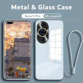 สําหรับ Huawei Nova 11 Pro เคส เลนส์โลหะ กระจกนิรภัยแข็ง ด้านหลัง เคสโทรศัพท์