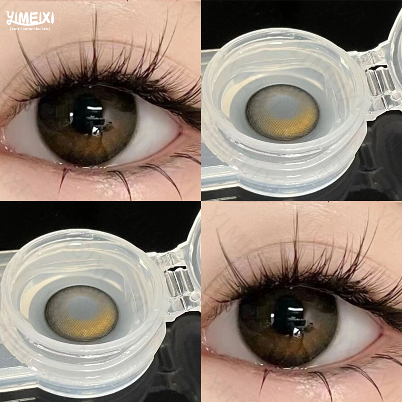Yimeixi 2pcs ชิ้นคอนแทคเลนส์ขนาดเส้นผ่าศูนย์กลางขนาดใหญ่ที่มีองศา (0 ~ 8.00) คอนแทคเลนส์สีน้ำตาลไฮไล