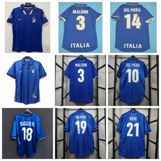 เสื้อกีฬาแขนสั้น ลายทีมชาติฟุตบอล Inzaghi Piero Baggio Maldini Vieri 1996 1998 ชุดเหย้า สไตล์อิตาลีเรโทร