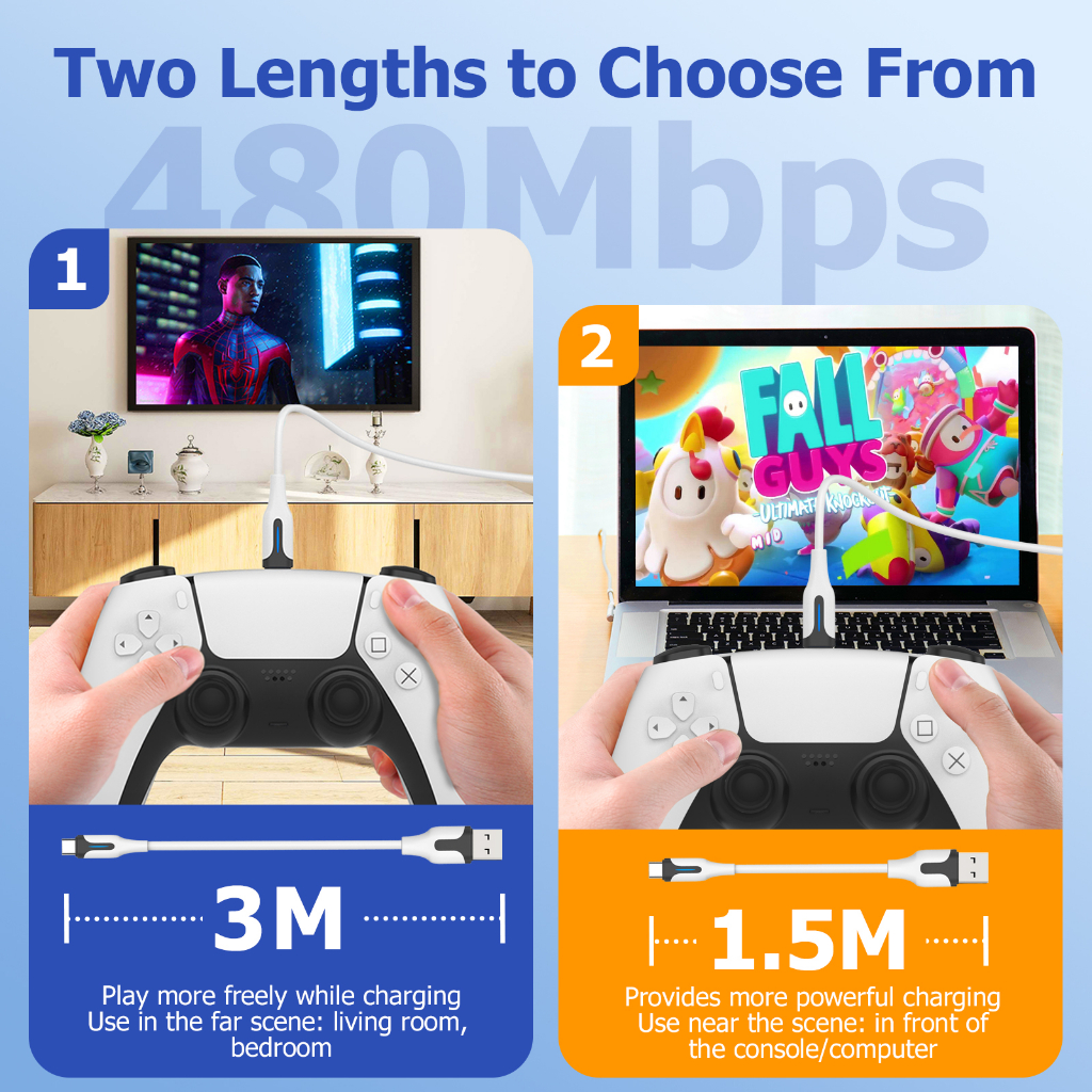 Iine สายชาร์จข้อมูล 480Mbps USB เป็น C ชาร์จเร็ว เข้ากันได้กับคอนโทรลเลอร์ PS5