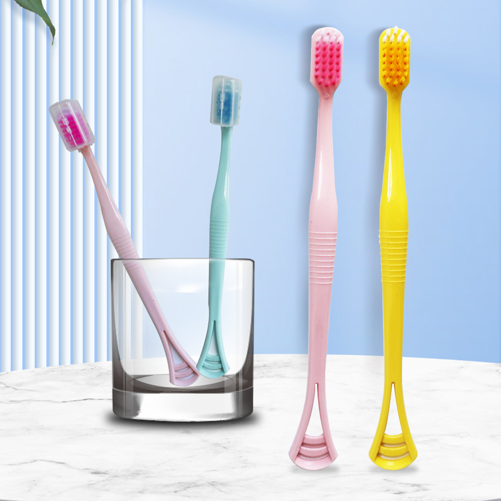 4 Color Two Use Tongue Scraper Tooth Brush