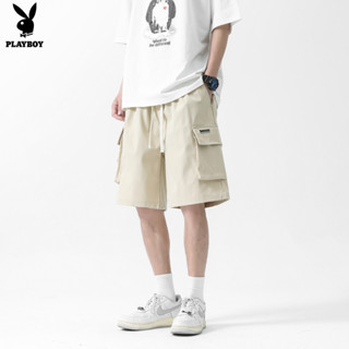 PLAYBOY กางเกงขาสั้นลำลองสำหรับผู้ชาย กางเกงขาสั้นกีฬากลางแจ้ง