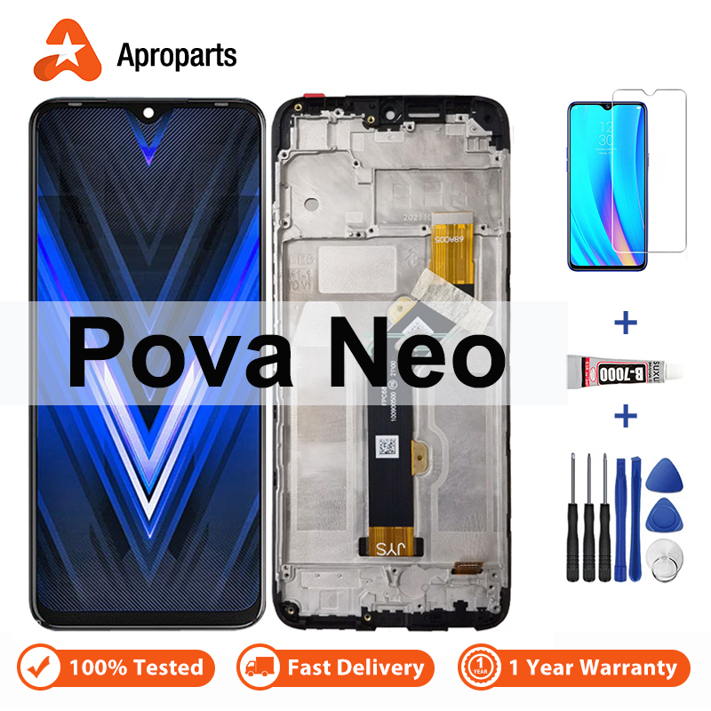 แผงหน้าจอสัมผัสดิจิทัล LCD พร้อมกรอบ แบบเปลี่ยน สําหรับ Tecno Pova Neo LE6 LE6H