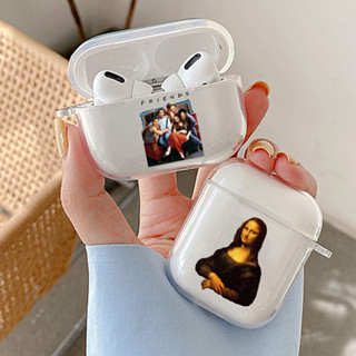 เคสหูฟังบลูทูธไร้สาย ซิลิโคนนิ่ม แบบใส ลาย Van Gogh Mona Lisa สําหรับ AirPods 1 2 3 Pro