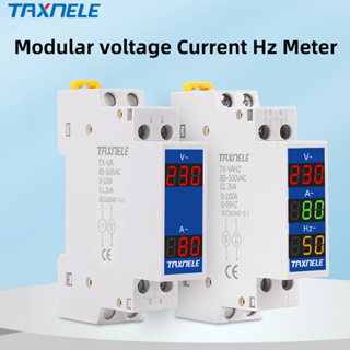 Din Rail เครื่องวัดแรงดันไฟฟ้าดิจิทัล โวลต์มิเตอร์ แอมมิเตอร์ LED 18 มม. AC 80-500V 220V 380V 100A