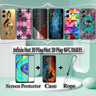 2 IN 1 เคสเซรามิค พร้อมกระจกนิรภัยกันรอยหน้าจอ ทรงโค้ง สําหรับ Infinix Hot 30 Play Hot 30 Play NFC X6835