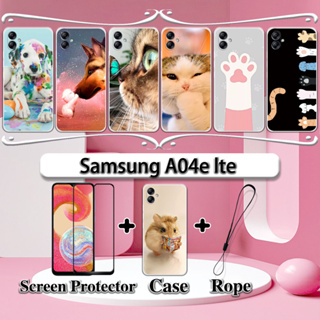 2 IN 1 เคสเซรามิค ทรงโค้ง ป้องกันหน้าจอ พร้อมกระจกนิรภัย สําหรับ Samsung A04e lte