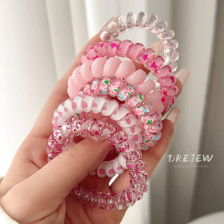 DREJEW 6pcs ยางรัดผม สีแคนดี้ เรียบง่าย เครื่องประดับผม แฟชั่น