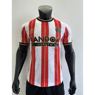 เสื้อกีฬาแขนสั้น ลายทีมชาติฟุตบอล Sheffield United 23-24 คุณภาพสูง ไซซ์ S-2XL