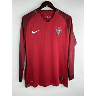 เสื้อกีฬาแขนสั้น ลายทีมชาติฟุตบอล Portugal Home 2016 [เวอร์ชั่นวินเทจ] คุณภาพสูง ไซซ์ S-2XL