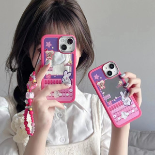 เคสโทรศัพท์มือถือกระจก ลาย Girly Hot Pink สําหรับ iPhone 11 12 12promax 13 13pro 13promax 14 14promax 14pro