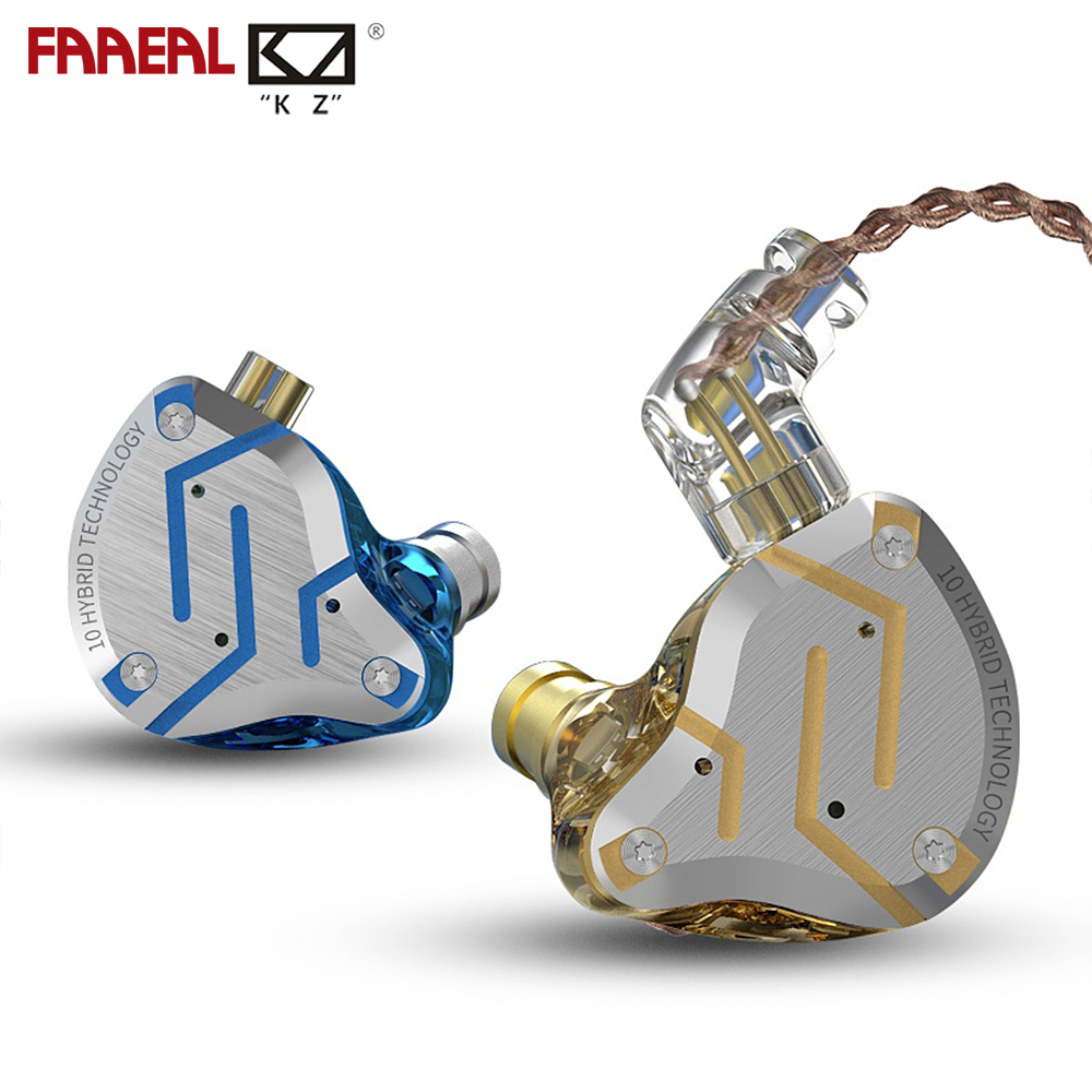 FAAEAL KZ ZS10 Pro แบบมีสายแบบไดนามิกหูฟัง 4BA + 1DD HIFI Bass หูฟัง In Ear Monitor หูฟังเสียงรบกวน Cancelling ชุดหูฟังโลหะที่ถอดออกได้สาย