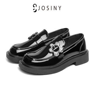 JOSINY ใหม่ รองเท้าโลฟเฟอร์ หนังวัวแท้ ส้นแบน สไตล์อังกฤษย้อนยุค 3.5 ซม. 2023