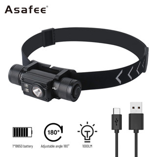 Asafee โคมไฟ L2+XPE 1000LM 18650 แบตเตอรี่ TYPE-C ชาร์จแบต สําหรับตั้งแคมป์ ตกปลากลางคืน