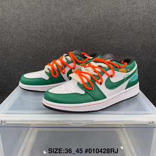 Air Jordan 1 รองเท้าผ้าใบลําลอง เพ้นท์มือ ลายกราฟฟิติก เหมาะกับการเล่นกีฬา บาสเก็ตบอล สีขาว และสีเขียว สําหรับกลางแจ้ง