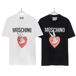 Moschin0 เสื้อยืดแขนสั้น ผ้าฝ้าย พิมพ์ลาย แฟชั่นสําหรับผู้ชาย และผู้หญิง