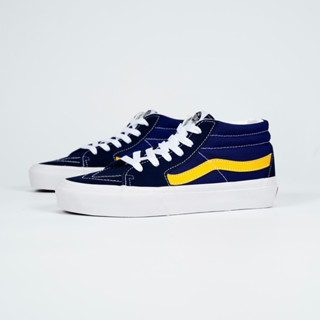 Vans Sk8 Mid Contrast Panel Mid Top รองเท้าผ้าใบลําลอง สีฟ้า และสีเหลือง