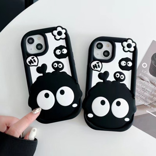 เคสโทรศัพท์มือถือ ซิลิโคนนิ่ม ลายการ์ตูนไข่ดาวน่ารัก 3D สีดํา สําหรับ iphone 14 14 pro max14 pro 13 pro max 12 pro max 11