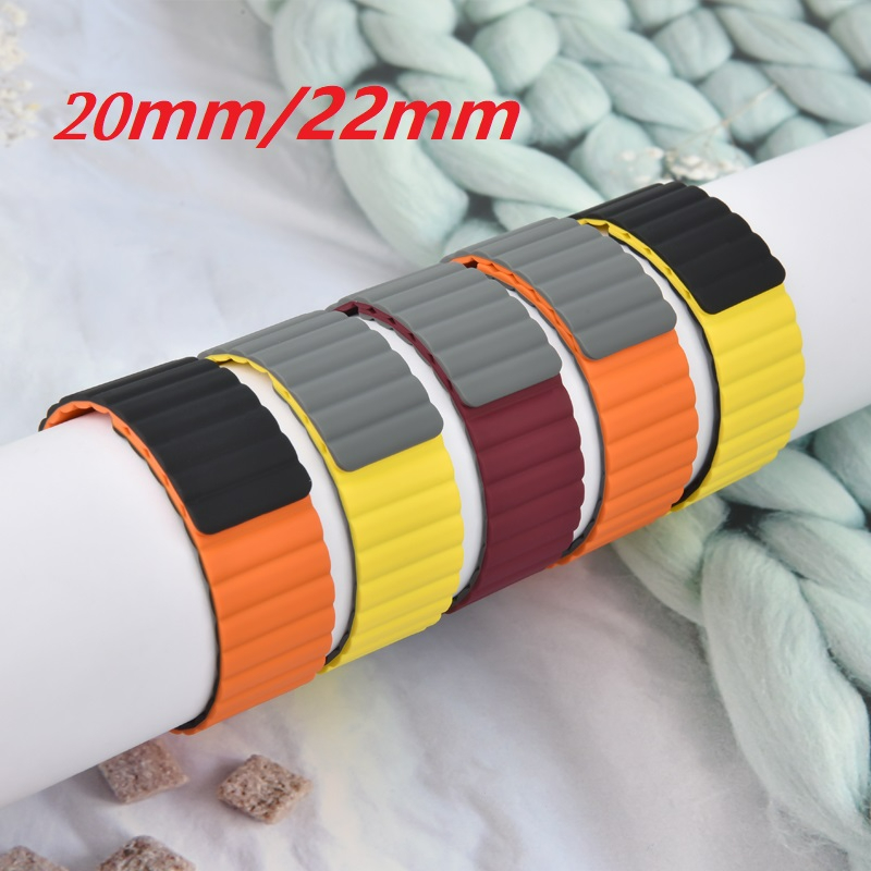 สายคล้องห่วงซิลิโคนแม่เหล็ก 20 มม. 22 มม. สำหรับ Huami Samsung Huawei Garmin